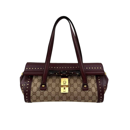 Gucci Beige/Ebony GG Canvas Bamboo Bullet Tote bag