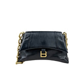 balenciaga-downtown-black-calfskin-leather-bag-front