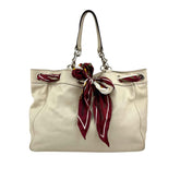Gucci Beige Leather Positano Tote Bag with Silk Scarf