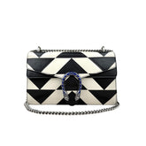 gucci-dionysus-black-white-geometric-leather-shoulder-bag-silver-chain-front