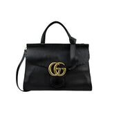 gucci-marmont-gg-top-handle-flap-bag-black-leather-front