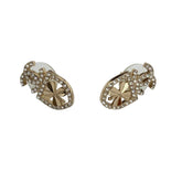 Chanel Pierce CC mark/clover motif rhinestone gold