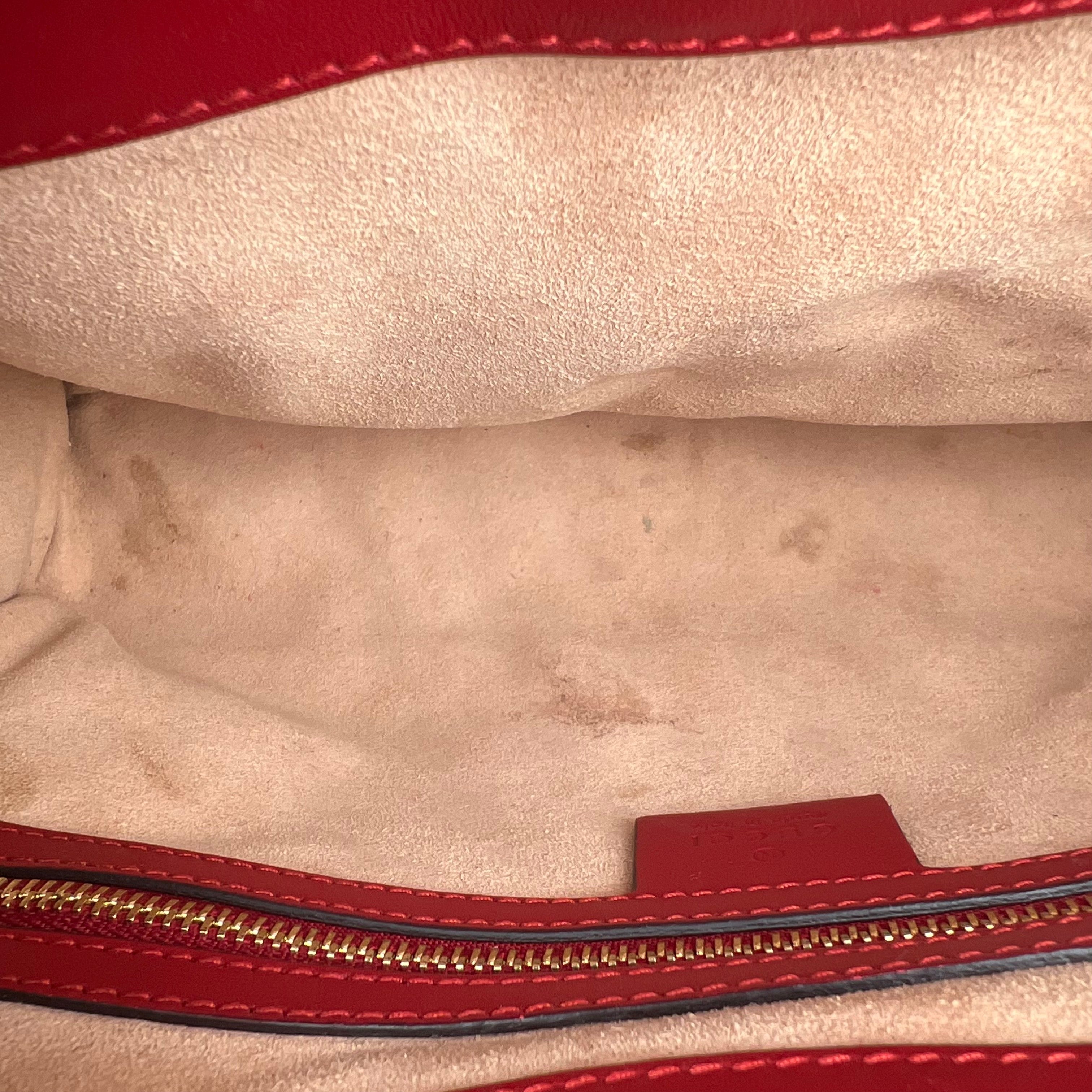 Gucci Red Smooth Calfskin Leather Nymphaea Medium Top Handle Bag Gucci Red Smooth Calfskin Leather Nymphaea Medium Top Handle Bag