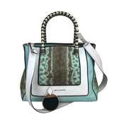 bvlgari-green-white-black-leather-grey-python-handbag-front