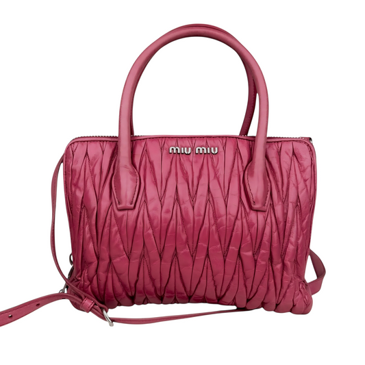 Miu Miu Pink Lambskin Leather Matelasse Shopping Bag
