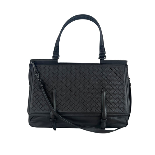 Bottega Veneta Nappa Intrecciato Medium Monaco Satchel Black