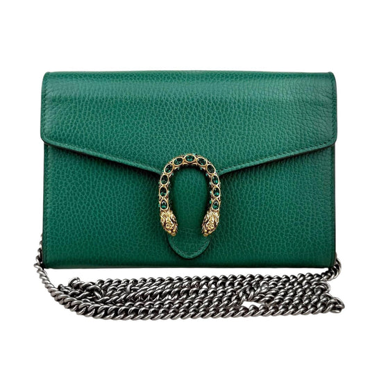Gucci Dionysus Chain Wallet in Green Leather