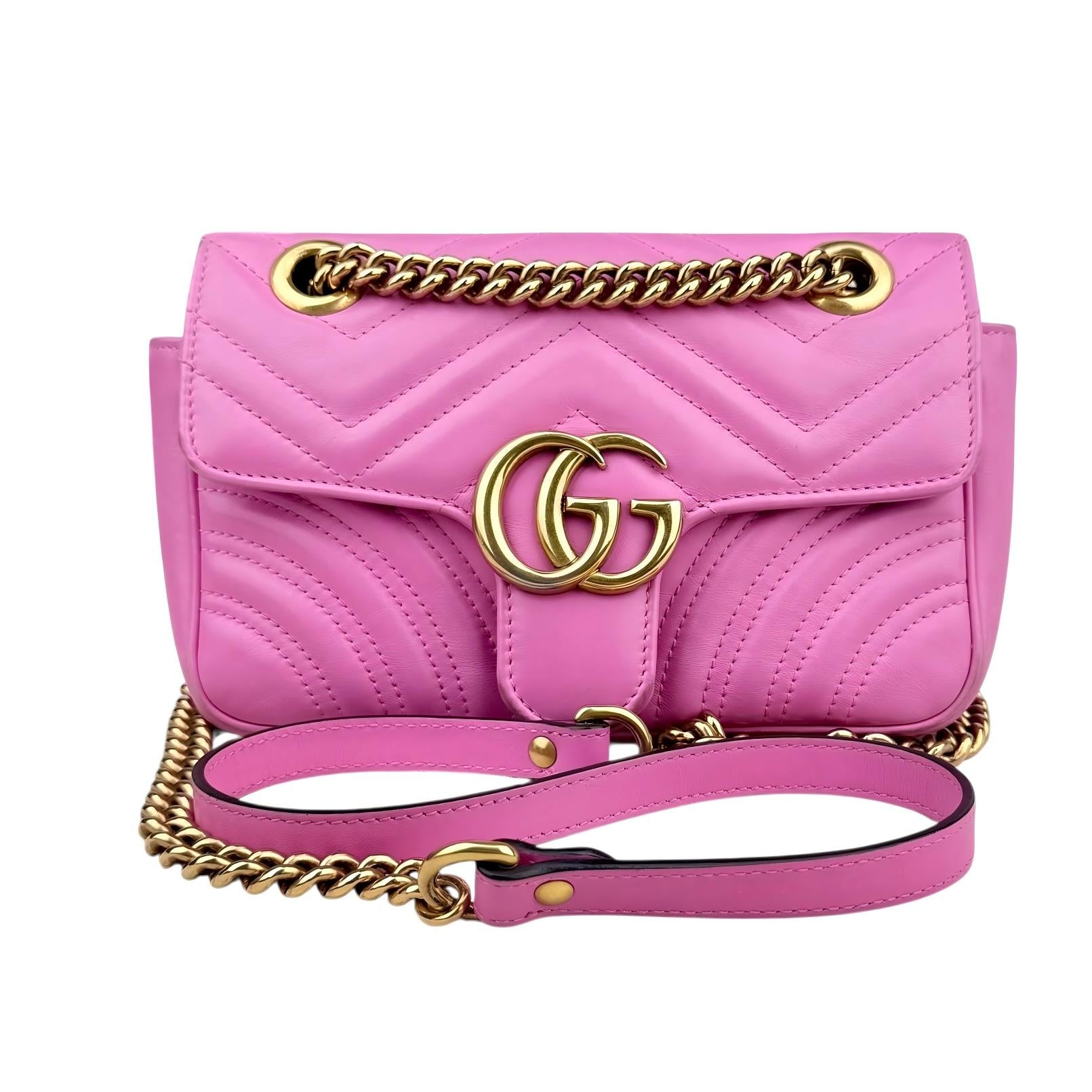 Gucci GG Marmont Medium Quilted Leather Shoulder Bag Pink Gucci GG Marmont Medium Quilted Leather Shoulder Bag Pink