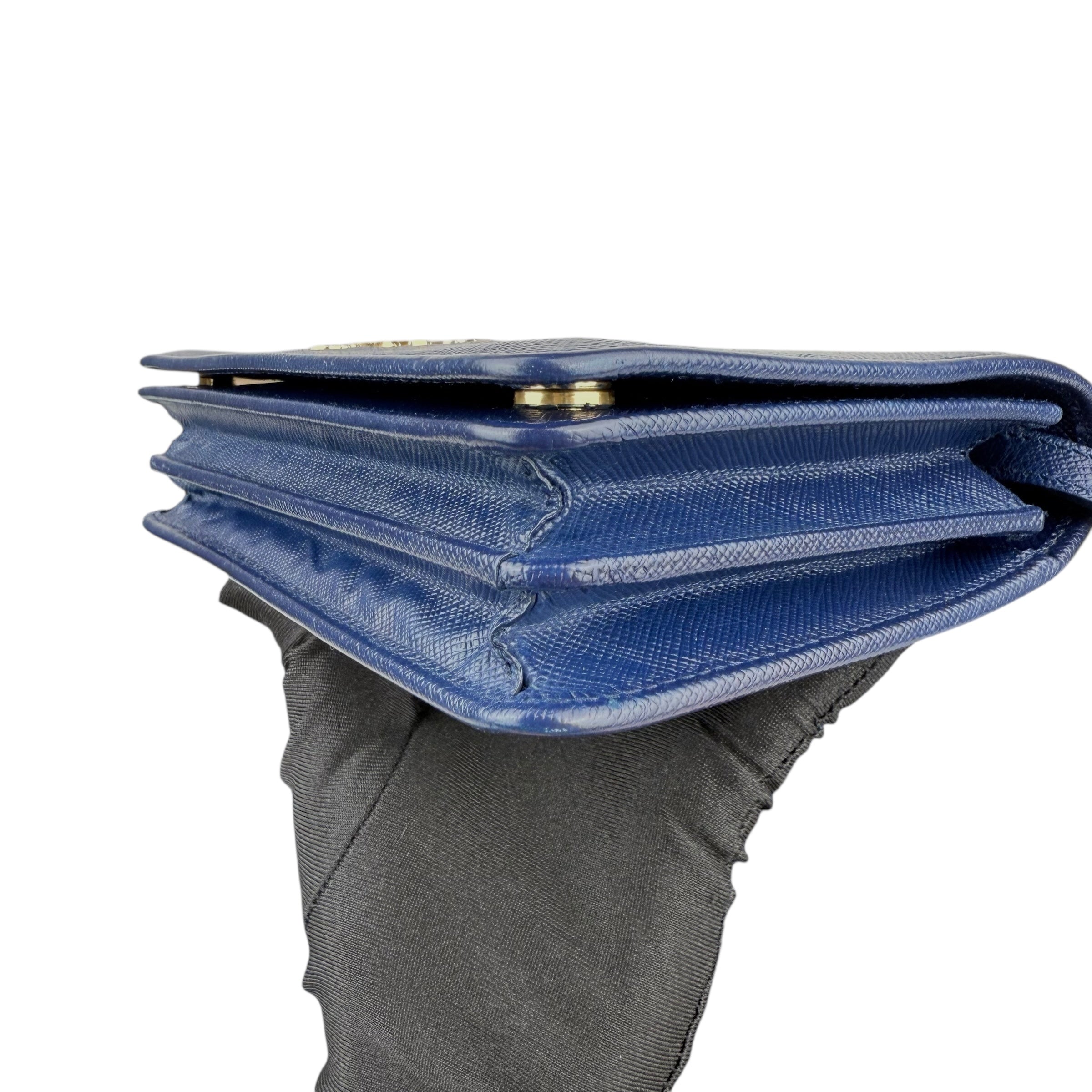 Prada Blue Saffiano Metal Shoulder Bag Prada Blue Saffiano Metal Shoulder Bag