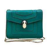 Bvlgari Calfskin Small Serpenti Forever Snake Strap Crossbody Bag Emerald Green