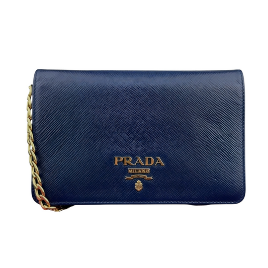 Prada Blue Saffiano Metal Shoulder Bag