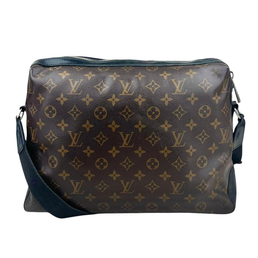 Louis Vuitton Messenger shoulder bag in brown monogram canvas and black leather