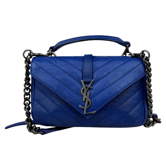 Saint Laurent Sheepskin Matelasse Chevron Monogram College Chain Wallet