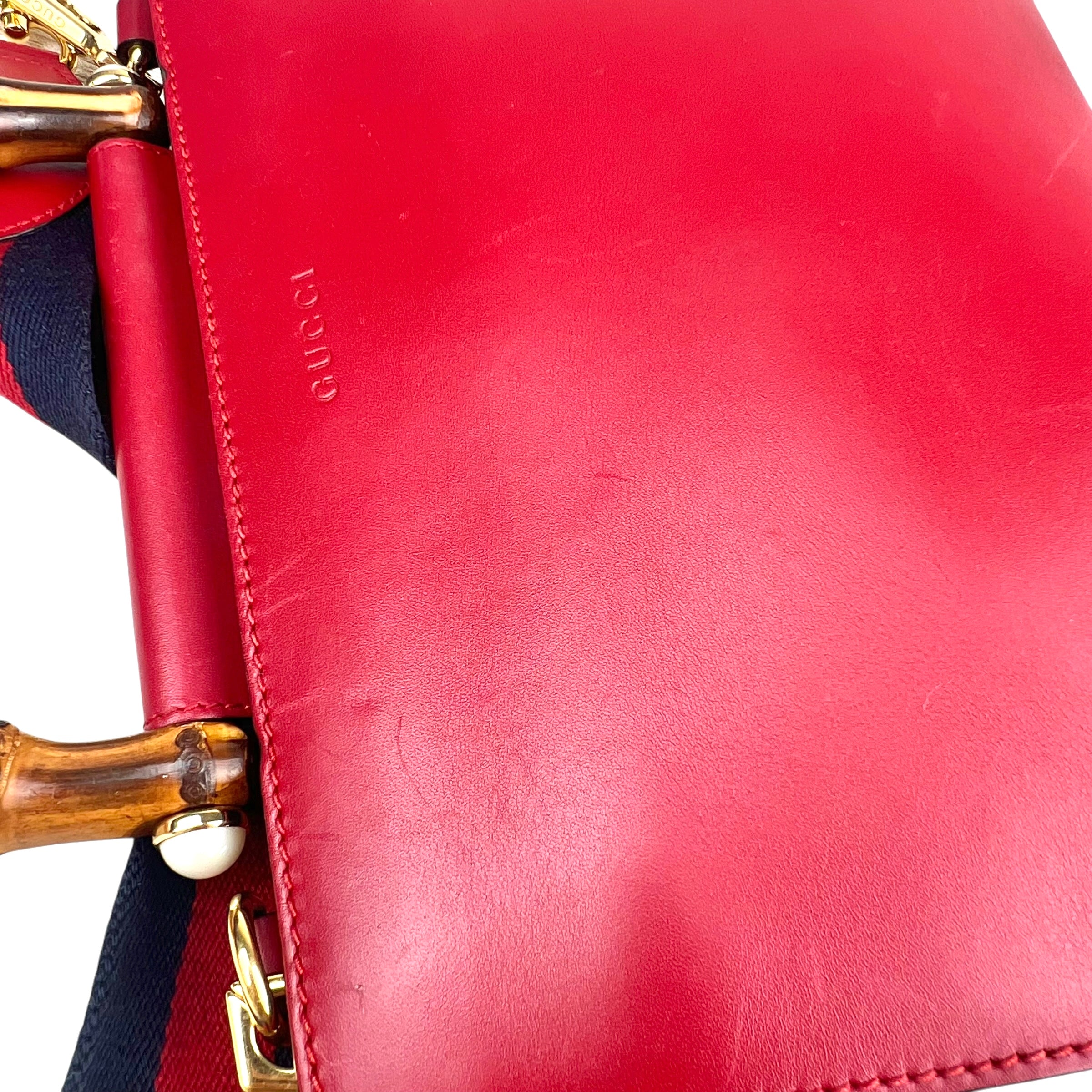 Gucci Red Smooth Calfskin Leather Nymphaea Medium Top Handle Bag Gucci Red Smooth Calfskin Leather Nymphaea Medium Top Handle Bag