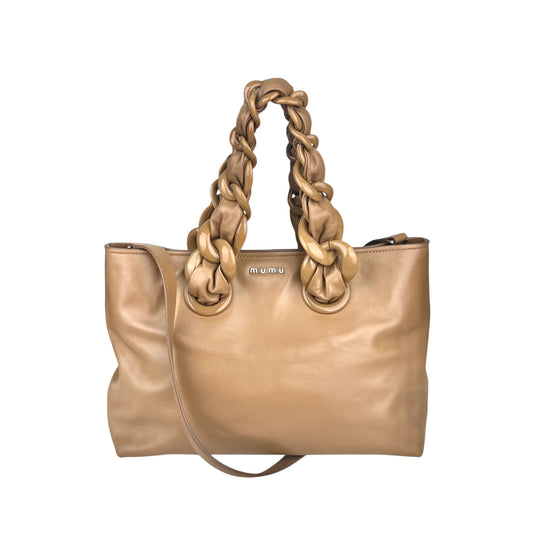 Miu Miu Convertible Resin Chain Tote Leather with Resin Medium