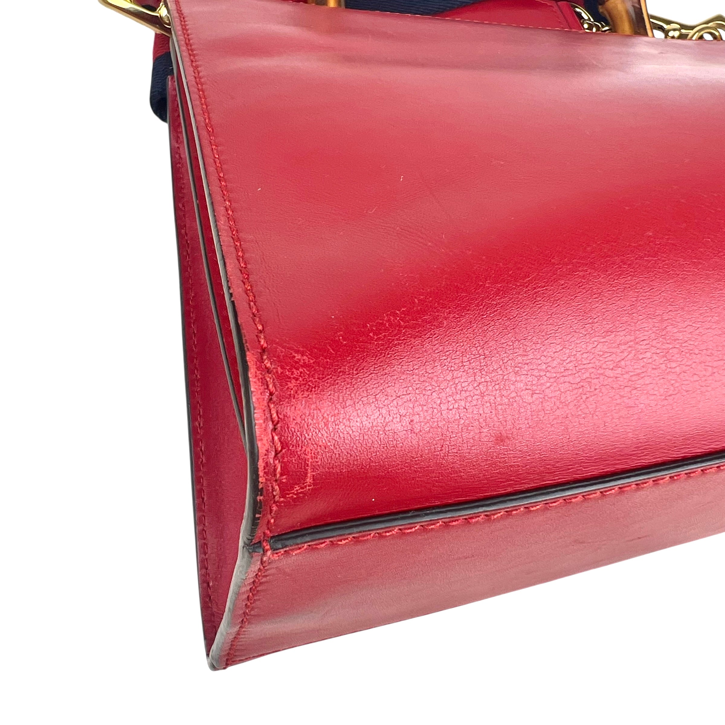 Gucci Red Smooth Calfskin Leather Nymphaea Medium Top Handle Bag Gucci Red Smooth Calfskin Leather Nymphaea Medium Top Handle Bag