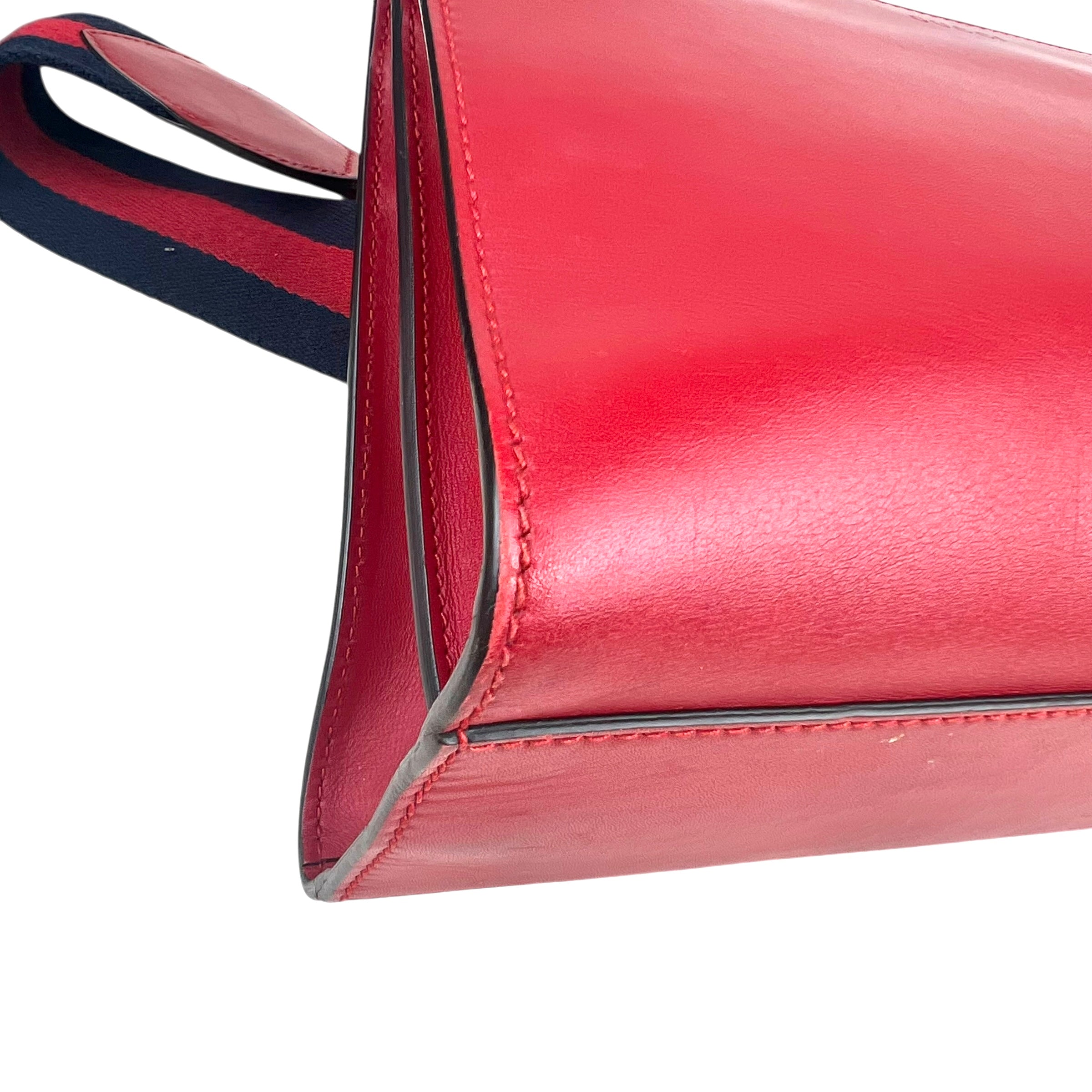 Gucci Red Smooth Calfskin Leather Nymphaea Medium Top Handle Bag Gucci Red Smooth Calfskin Leather Nymphaea Medium Top Handle Bag