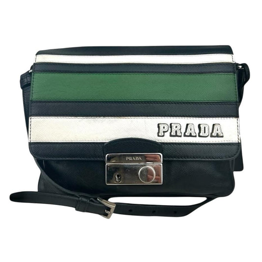 Prada Saffiano Righe Sound Lock crossbody bag