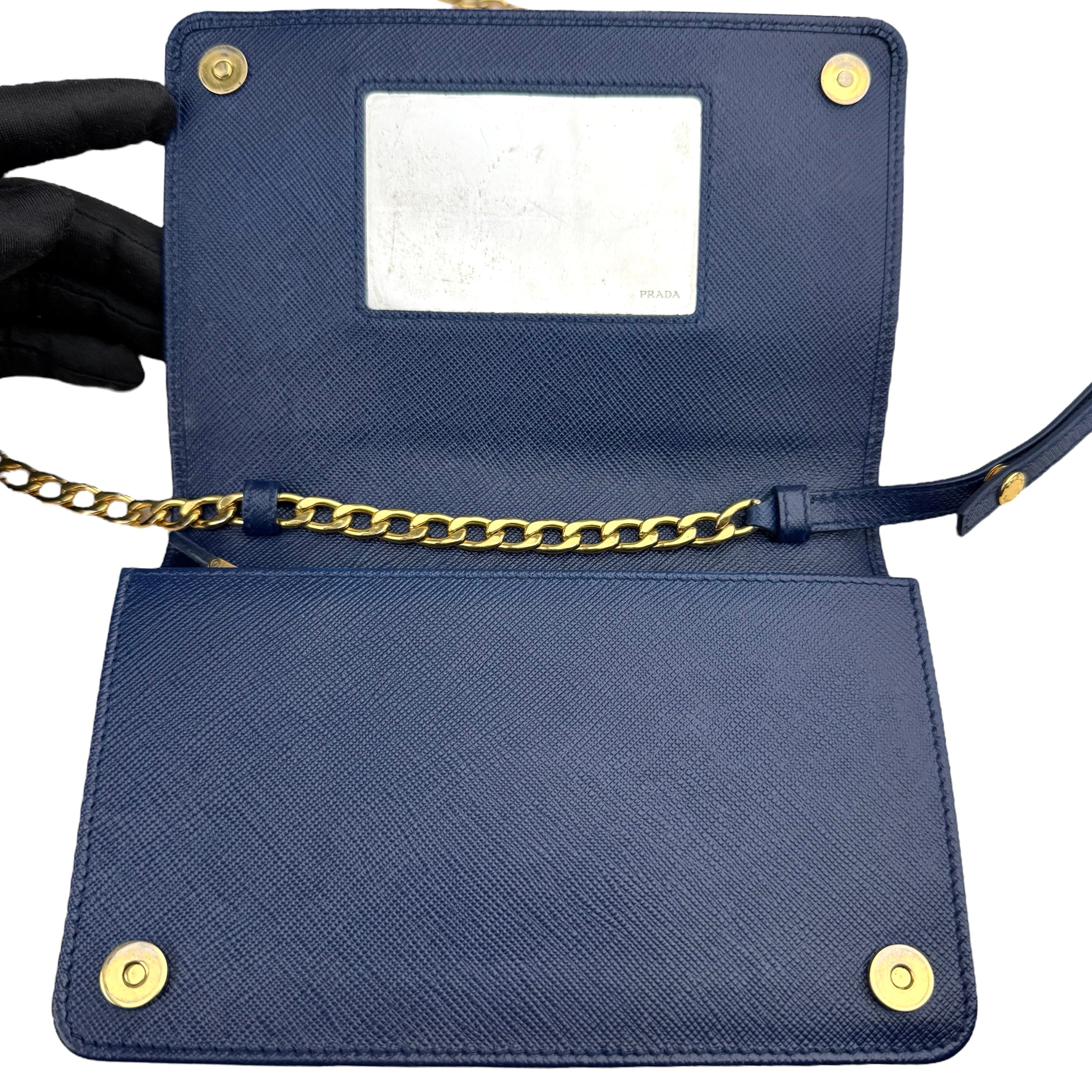 Prada Blue Saffiano Metal Shoulder Bag Prada Blue Saffiano Metal Shoulder Bag