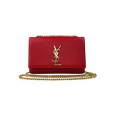 Saint Laurent Kate Monogramme red leather handbag front view