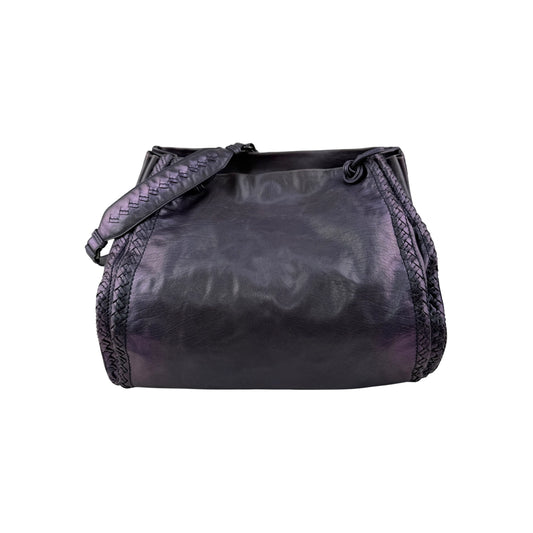 Bottega Veneta Iridescent Purple Intrecciato Leather Scarabee Crossbody Bag