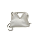 bottega veneta calfskin the point triangle bag chalk front