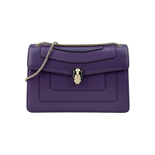 Bulgari Calfskin Serpenti Forever Shoulder Bag Purple