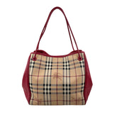 Burberry Leather Trimmed Haymarket Check Coated Canvas Canterbury tote bag