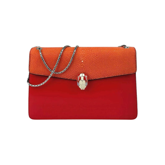 Bvlgari Serpenti Forever Shoulder Bag Leather and Stingray Medium