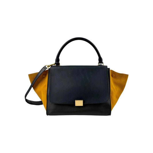 Celine Mustard Tricolor Leather Small Trapeze Bag