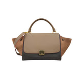 celine tricolor calfskin and suede trapeze satchel front