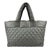 chanel coco cocoon nylon khaki tote bag front