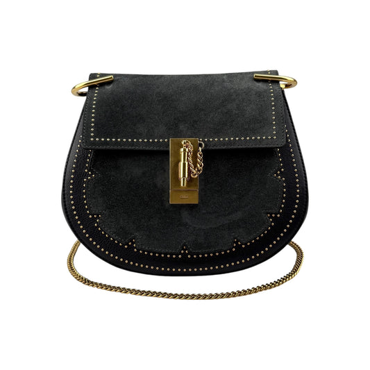 Chloe Drew Studded Leather and Suede Crossbody Bag
