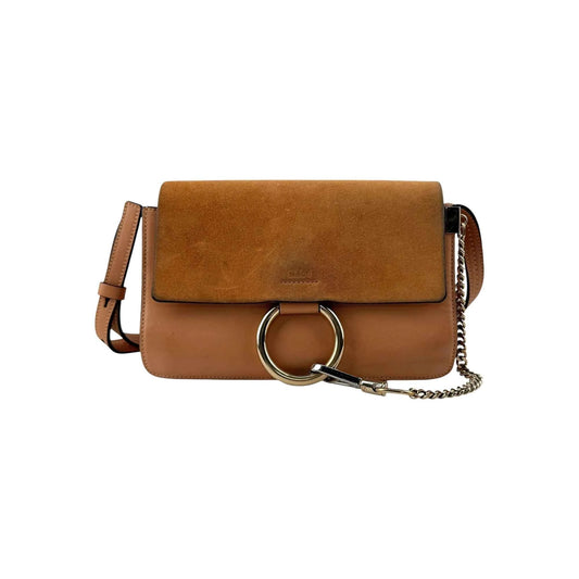 Chloé Shoulder Bag Small Faye Brown Calfskin Leather