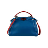 Fendi Blue/Orange Leather Mini Peekaboo Top Handle Bag