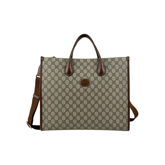 Gucci Beige/Ebony GG Supreme Canvas and Leather GG Tote Bag