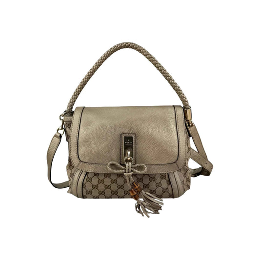 Gucci Beige/Metallic GG Canvas and Leather Medium Bella Shoulder Bag