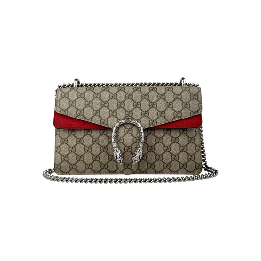 Gucci GG Supreme Red Suede Dionysus Shoulder Bag