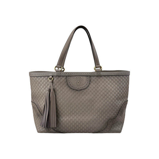 Gucci Grey Microguccissima Brogue Leather Large Duilio Tote Bag