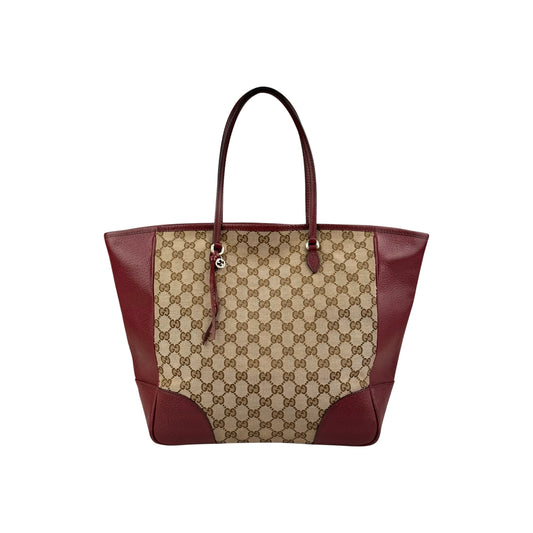Gucci Red/Beige GG Canvas Bree Tote Bag