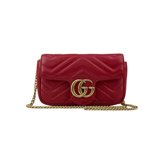 Gucci Red Quilted Leather GG Marmont Matelasse Mini Bag