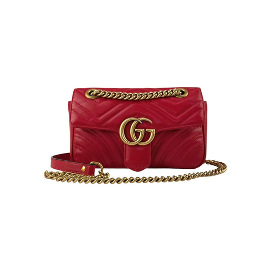 Gucci Red Quilted Leather Marmont Shoulder Bag