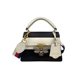 Gucci Black and White Leather Queen Margaret Top Handle Bag