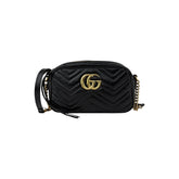 gucci gg marmont shoulder bag small black leather front