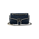 gucci navy and white gg marmont shoulder bag front