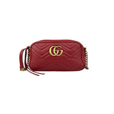 gucci red quilted leather marmont matelasse camera bag front