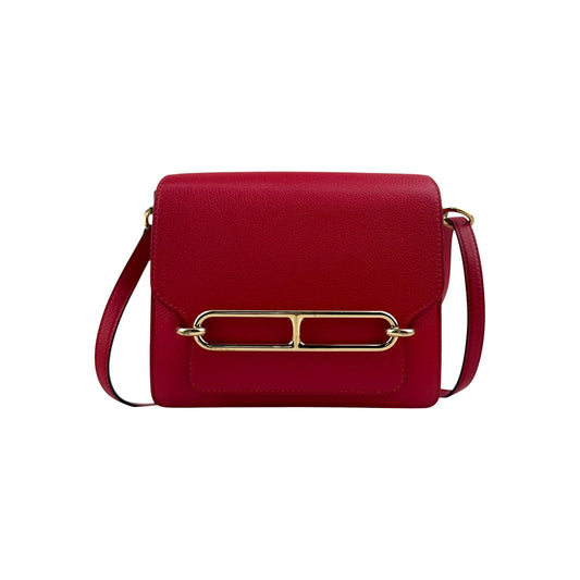 Hermès Rouge de Coeur Evercolor Leather Mini Roulis 18 Bag