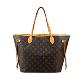 louis vuitton neverfull tote mm brown canvas monogram front