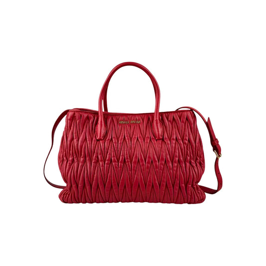 Miu Miu Rosso Matelasse Quilted Leather Tote Bag