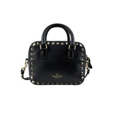 valentino black leather rockstud crossbody bag front